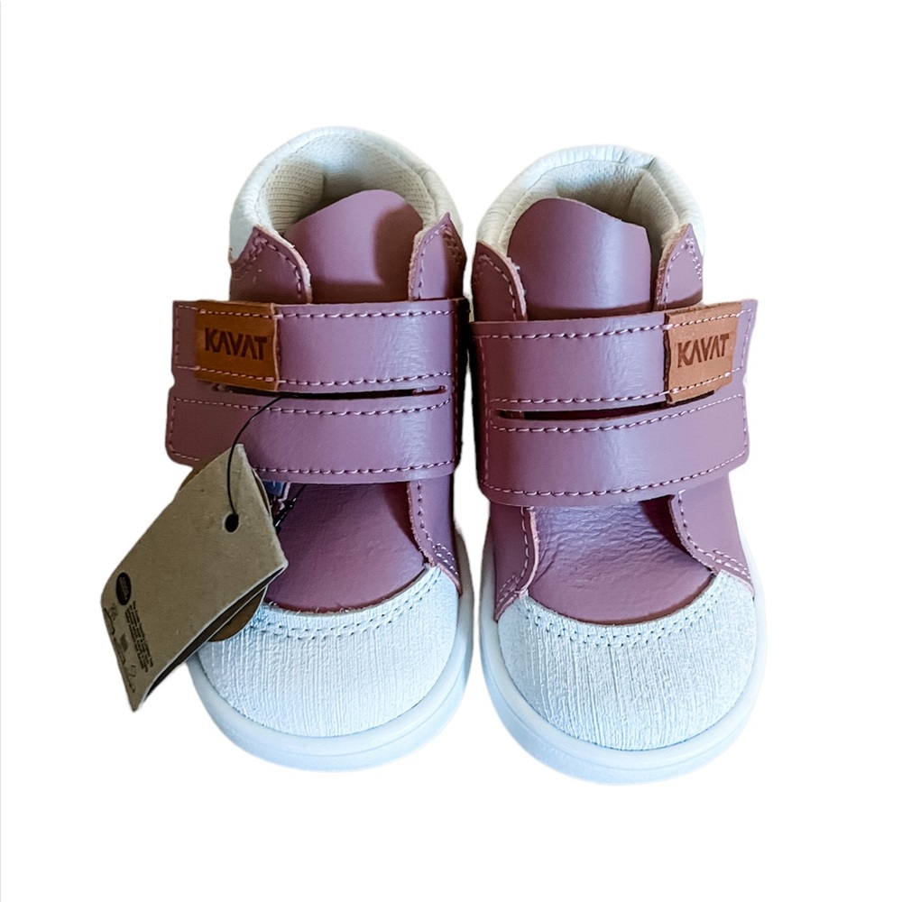 NIB Swedish Kavat Fiskeby size 5 baby girls Pink Leather Velcro Sneaker Bootie
